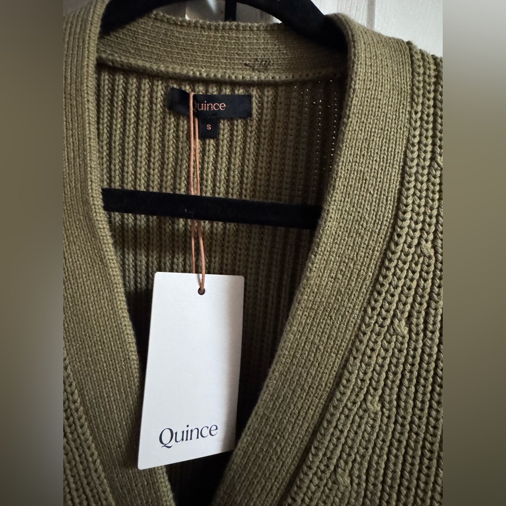 Quince Organic Cotton Fisherman Boxy Cropped Cardigan small NWT herb green - Picture 8 of 12